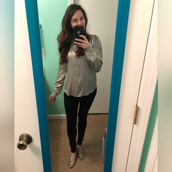 Vintage Prada 100% Silk Silk in Taupe, Size 44 or US Size 14 - Picture 9 of 11